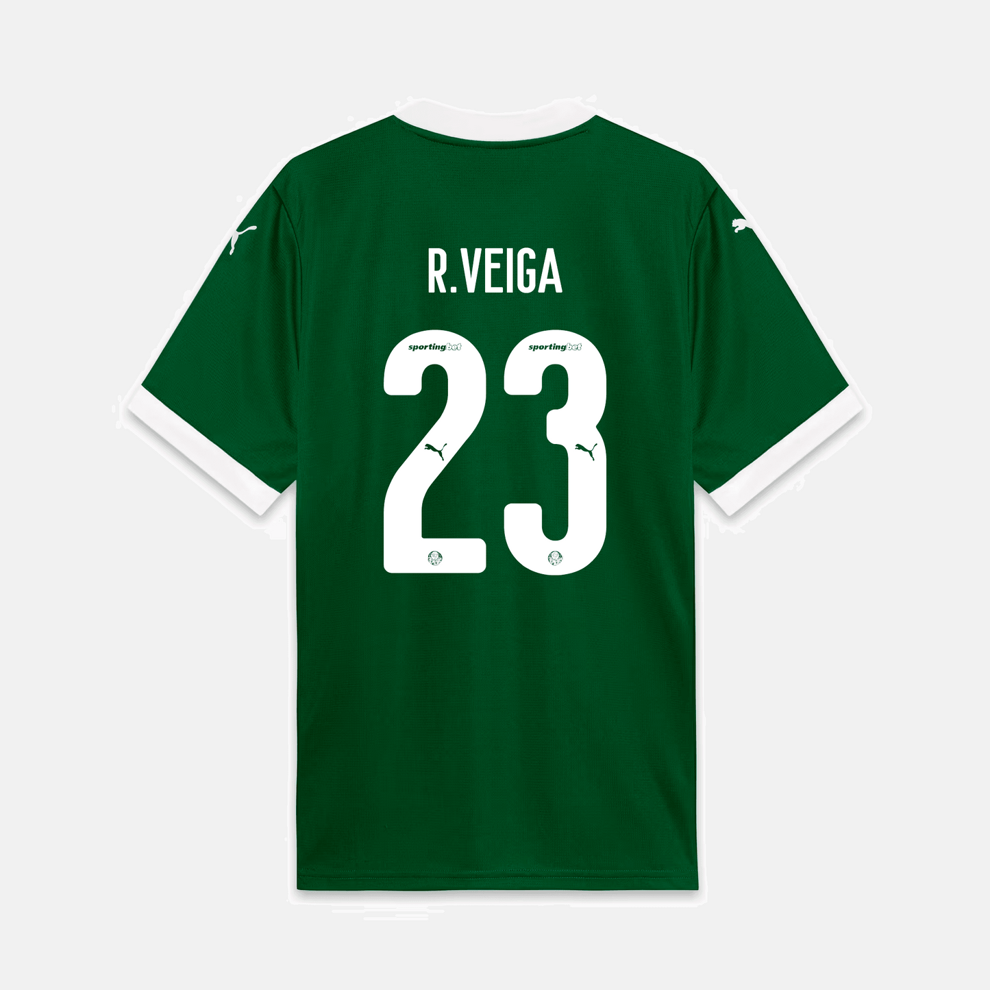 Camisa Puma Palmeiras 2025/26 I - R. Veiga N° 23 - vista frontal