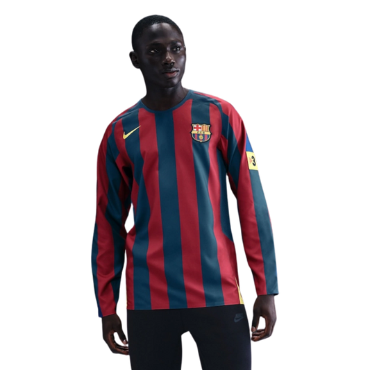 Camisa Retro Barcelona Home 2005/2006 Manga Longa - vista frontal