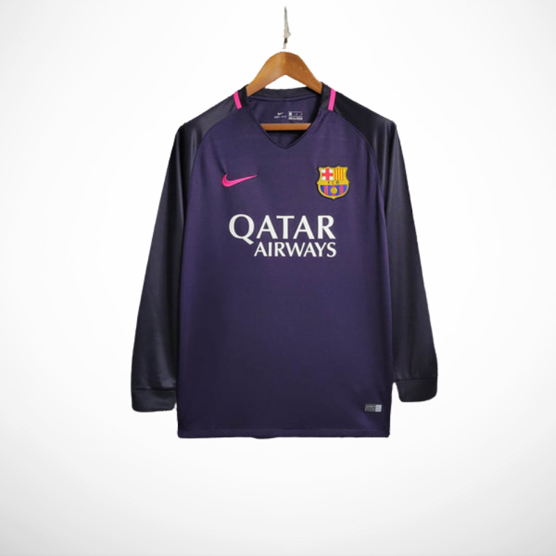 Camisa Barcelona Titular 16/17 - Lilas Versao Retro Manga Longa - detalhe