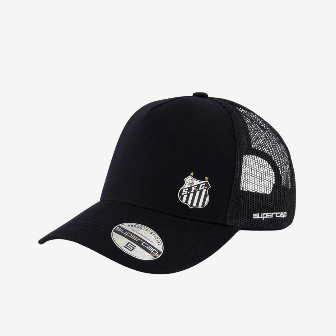 Bone Santos Trucker Preto e Branco - vista frontal