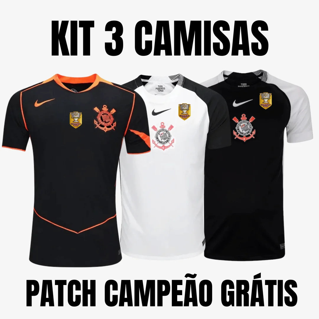 Kit Corinthians 2025 + Patch Campeao Copa do Brasil Gratis - vista frontal