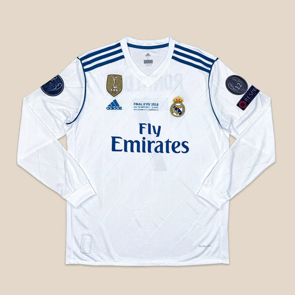 Camisa Retrô Real Madrid 2017/18 Home Manga Longa