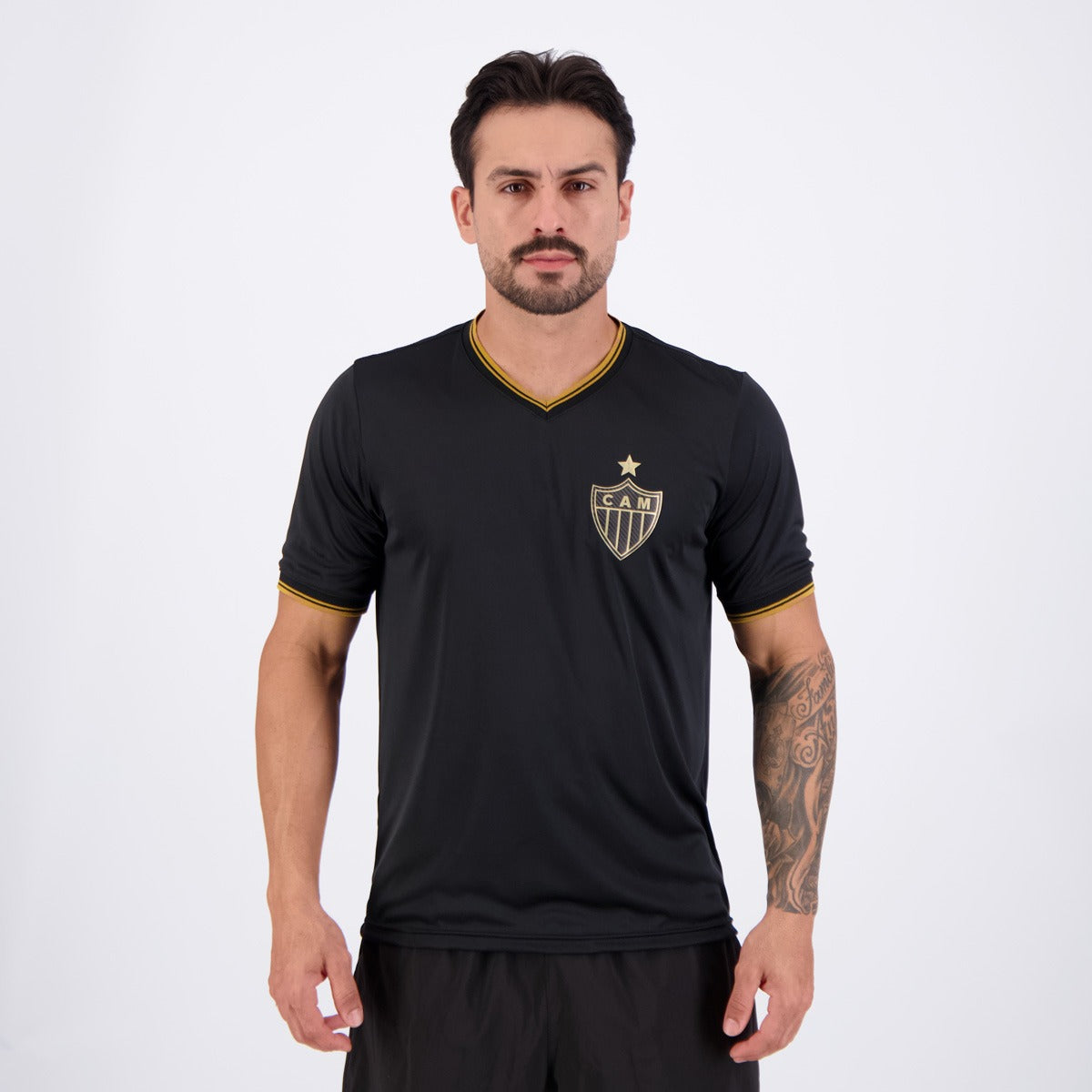 Camisa Atletico Mineiro Preta e Dourada - vista frontal