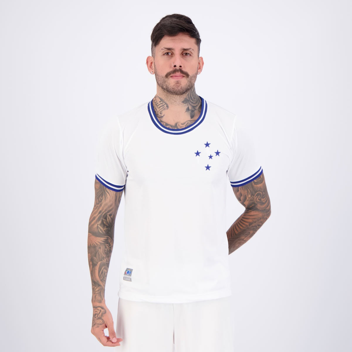 Camisa Cruzeiro Retro Jacquard Branca - vista frontal
