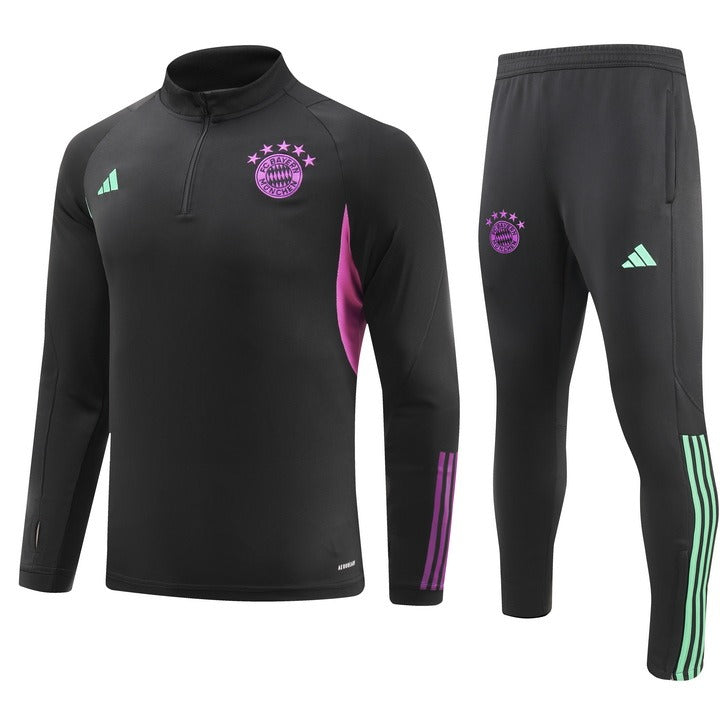 Conjunto Treino Bayern de Munique Ziper Curto Preto 2023/24