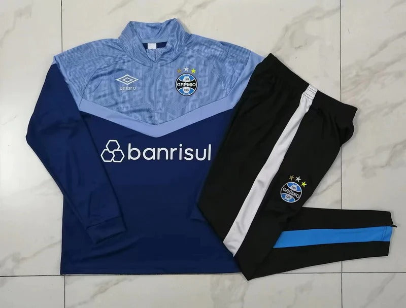 Conjunto Treino Grêmio Ziper Curto Azul Escuro 2023/24