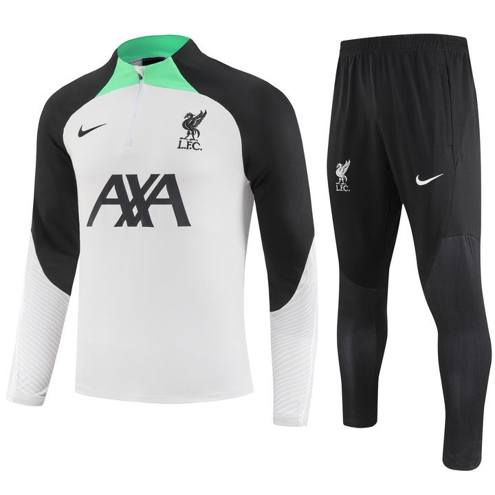 Conjunto Treino Liverpool Ziper Curto Branco 2023/24