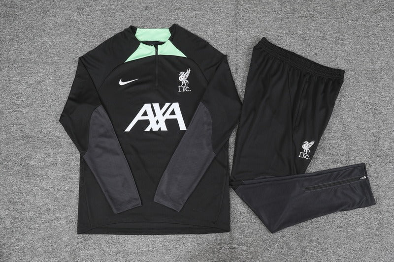 Conjunto Treino Liverpool Ziper Curto Preto 2023/24