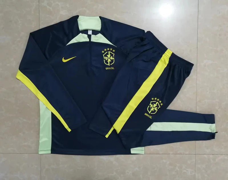 Conjunto Treino Seleção Brasileira Ziper Curto Azul 2023/24